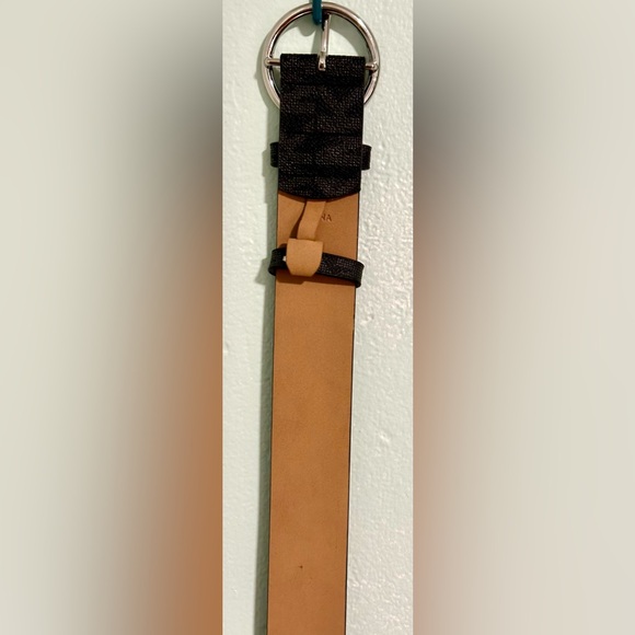 Michael Kors Black Signature MK Logo Silver Buckle Belt Size Medium - Picture 11 of 11